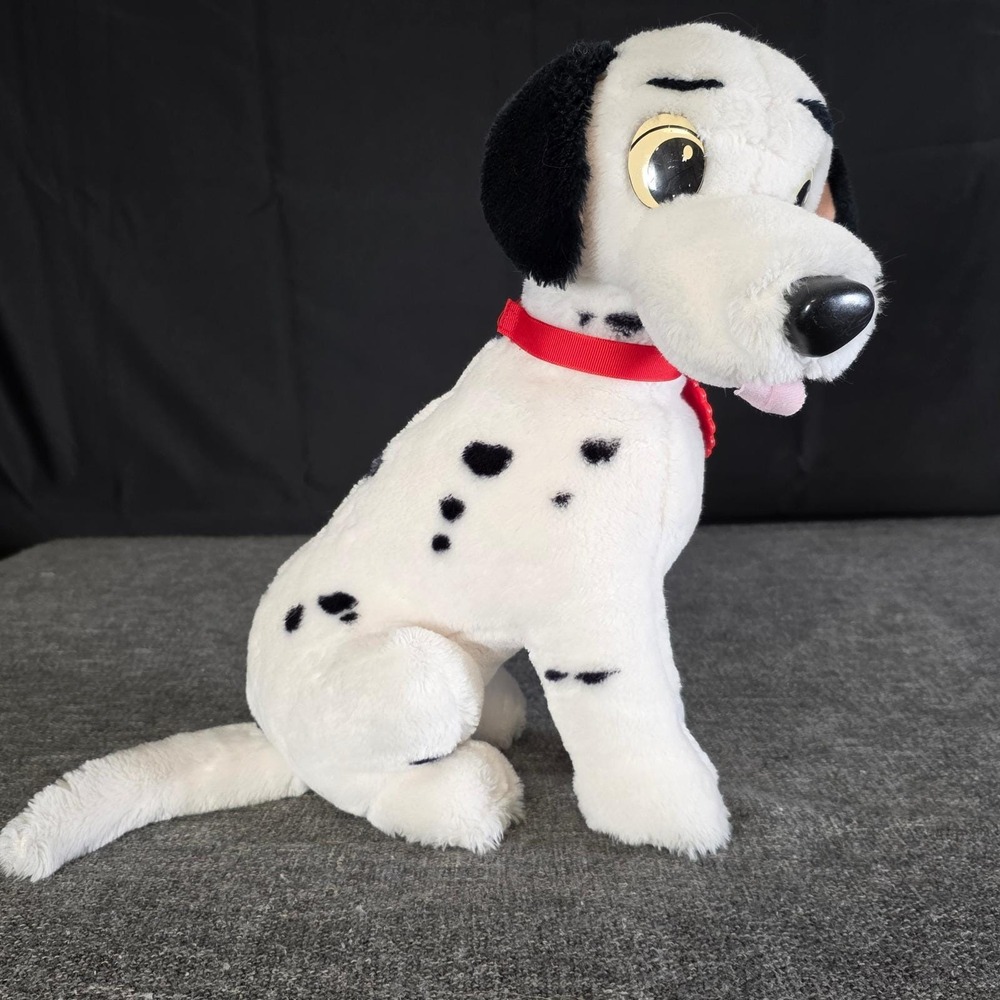 Disney 101 Dalmatians Pongo Plush Stuffed Animal Dog Red Collar Name Tag 12"